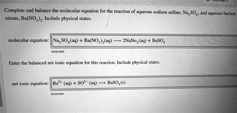 SOLVED Complete And Balance The Molecular Equation For The Reaction Of