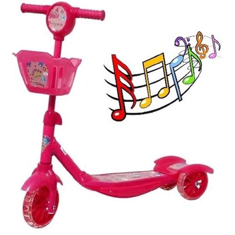 Patinete Infantil Rodas Musical Cesto E Luzes Bw Rosa Submarino