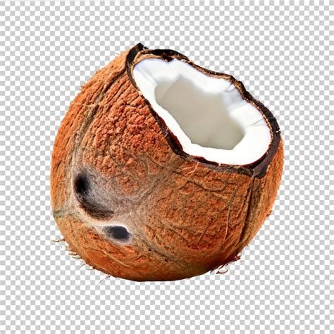 Premium PSD Psd Half Peeled Coconut Isolated Premium Psd