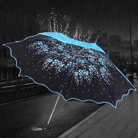 Flower Umbrella Rain Women Windproof Triple Folding Rain Sun Umbrella Waterproof UPF 50+UV ...