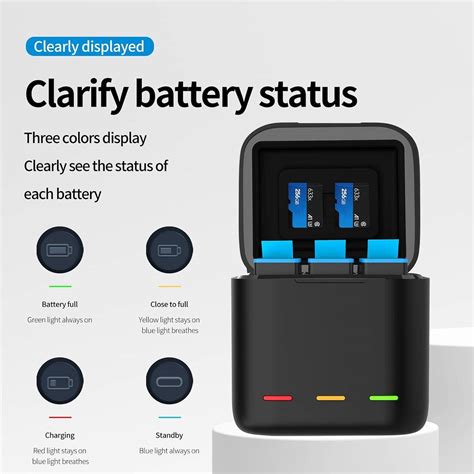 TELESIN Triple Charger And Battery Storage Box With 3 Channels Charger