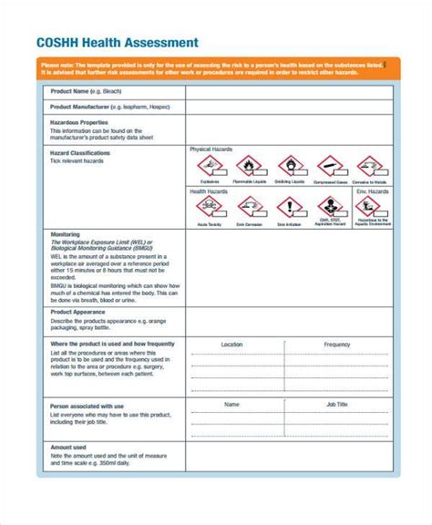 Free 7 Sample Coshh Assessment Forms In Pdf Ms Word