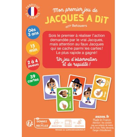 Jeux De Cartes Mon Premier Jeu De Jacques A Dit