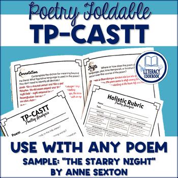 Tp Castt Poetry Analysis Foldable The Starry Night By Anne Sexton