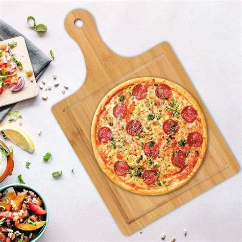 Treasurecabinet Bamboo Pizza Plate Wooden Rectangle Pizza Paddle