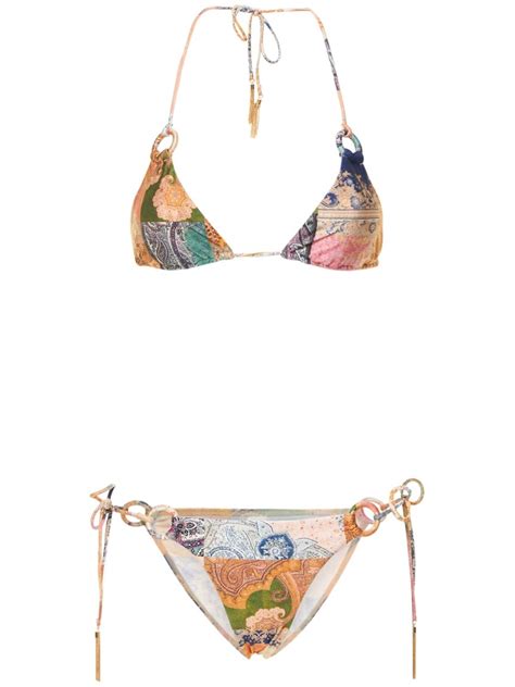 Zimmermann Anneke Ring Tie Triangle Bikini Multicolor Luisaviaroma