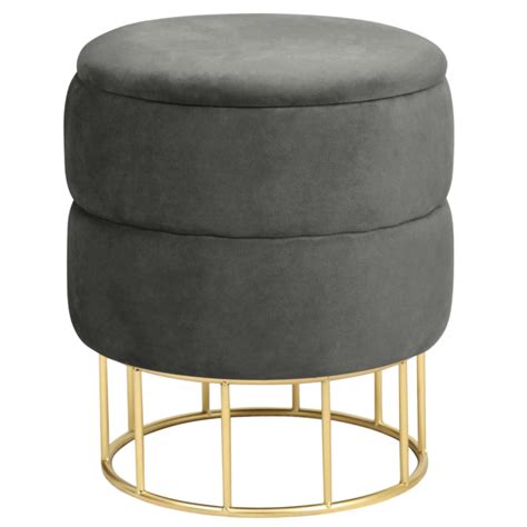 Pouf De Rangement Akord Elza Velours Gris Graphite