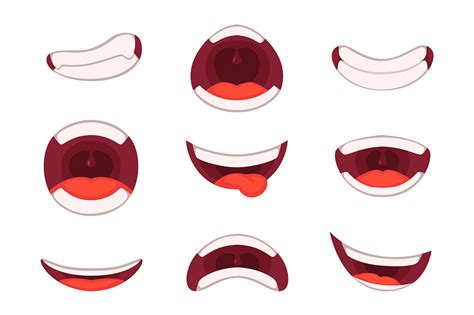 Vector illustrations of funny cartoon mouth with different expressions ...