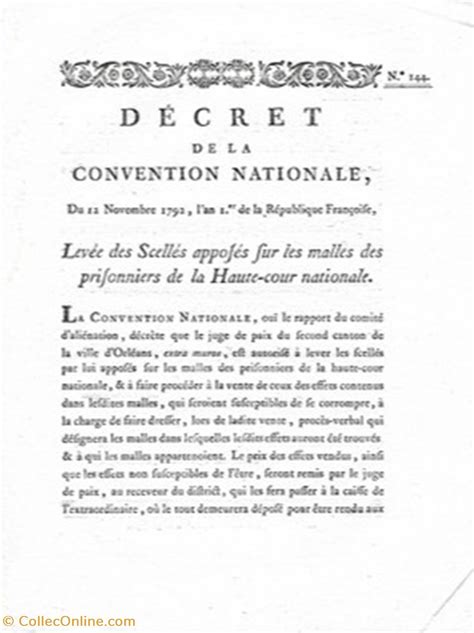 Décret de la Convention Nationale Du 12 Novembre 1792 Old documents