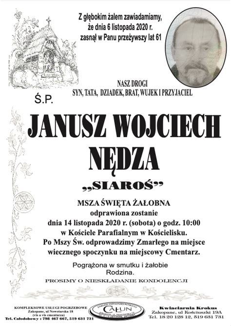 Janusz Nędza Nekrologi podhale24 pl