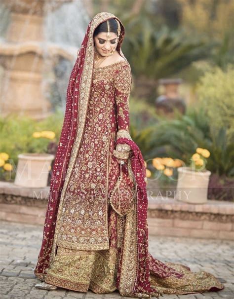 Barat Bride Wearing Dr Haroon Red Bridal Dress Asian Wedding Dress