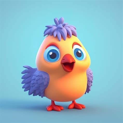 Un Pollo De Dibujos Animados Con Ojos Morados Y Ojos Azules Est Sobre