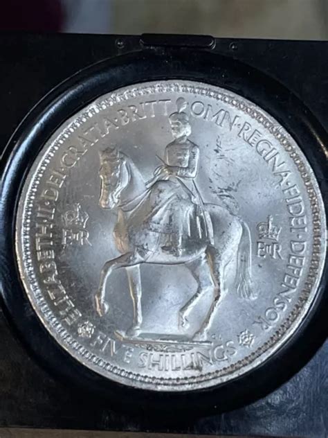 Queen Elizabeth Ii Coronation Unc Five Shillings Crown Coin