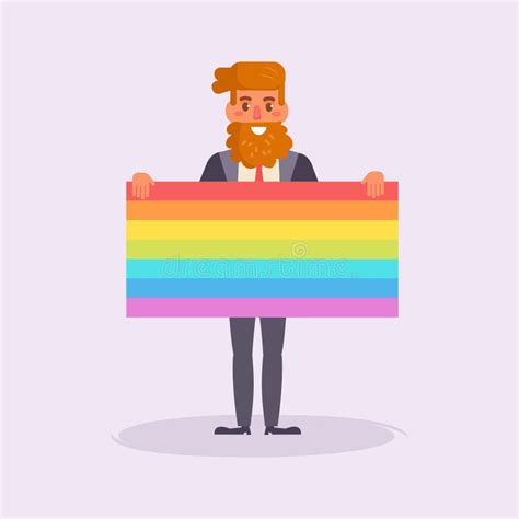 Gay Man Holding Rainbow Flag LGBTQ Stock Vector Illustration Of
