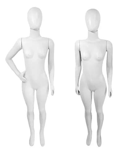 3 Manequins Feminino Reta Cabeça Ovo Base Branco 03 Braços