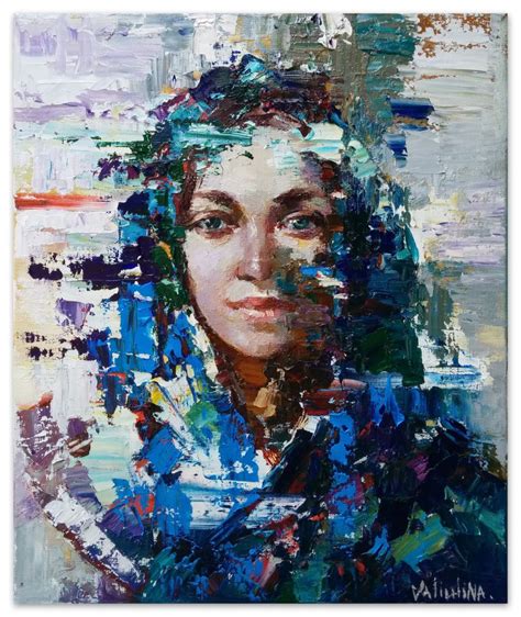 Russian Girl Original Abstract Portrait Painting On Canvas Oil Painting