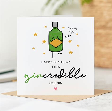 Gincredible Cousin Birthday Card Funny Birthday Card - Etsy