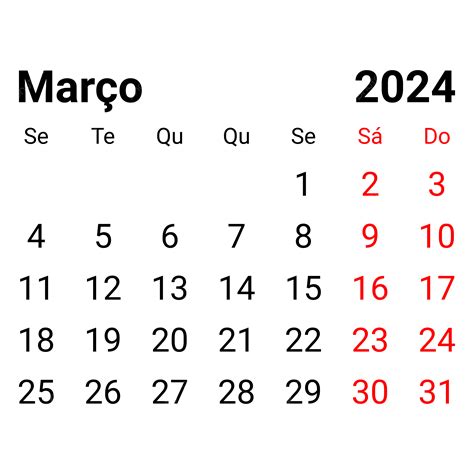 2024 年 3 月 葡萄牙月曆 向量 2024 年 3 月 葡萄牙月曆 2024 年 3 月葡萄牙月曆向量 2024年3月日曆向量圖案素材免費下載，png，eps和ai素材下載