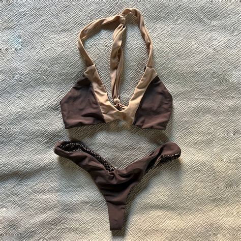 Acacia Swim Bikini Neutral Brown Grey Tan S M Gem