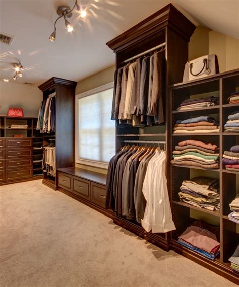 Custom Dark Brown Walk In Closet Traditional Wardrobe New York