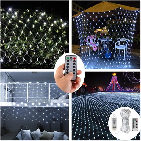 Battery Operated 200 LED Net Lights W Remote Timer 3 X 2 Meters