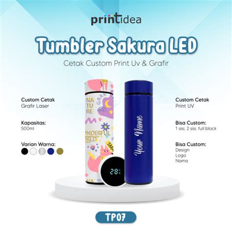 Jual Tp Print Idea Tumbler Sakura Led Suhu Digital Thermometer