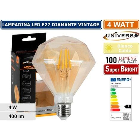 Lampadina Led Vintage A Forma Di Diamante E W Vetro Ambrato