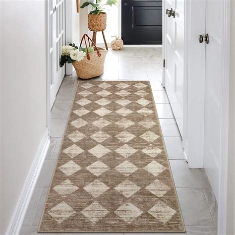 Lahome Moroccan Treills Runner Rug 2x6 Beige Washable Rug Runner