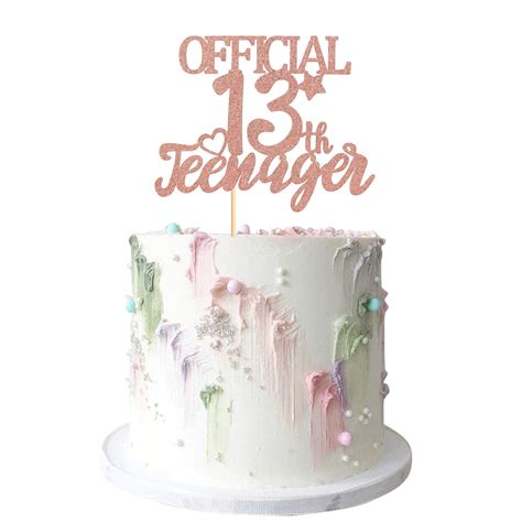 Buy Rose Gold Glitter Officially A Teenager 13 Cake Topper 13th ...