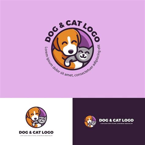 Logotipo De Perro Y Gato Para La Identidad De Marca De Petshop Vector