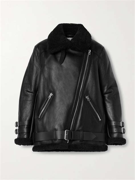 ACNE STUDIOS Velocite Leather Trimmed Shearling Jacket NET A PORTER