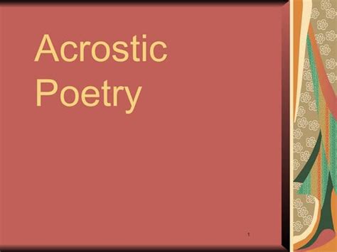 Acrostic Poems Ppt