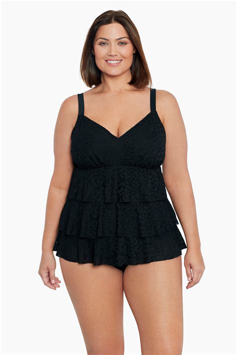 Shape Solver By Penbrooke Plus Size Triple Tier Fauxkini One Piece