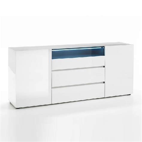 Lorenz Modern Sideboard In White High Gloss With 4 Doors - Coolest-Furniture.com