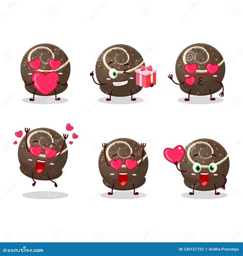 Truffle Chocolate Candy Cartoon Character With Love Cute Emoticon Stock