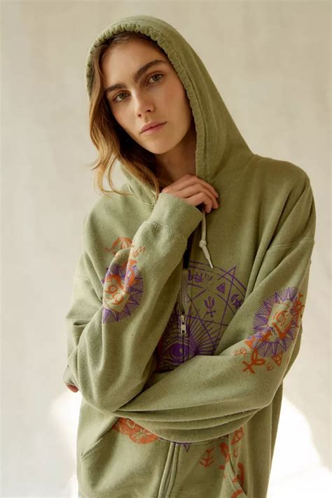 Eyes Open Oversized Zip-Up Hoodie Sweatshirt | Urban Outfitters