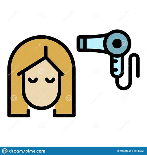 Woman Hair Dryer Icon Color Outline Vector Stock Vector Illustration