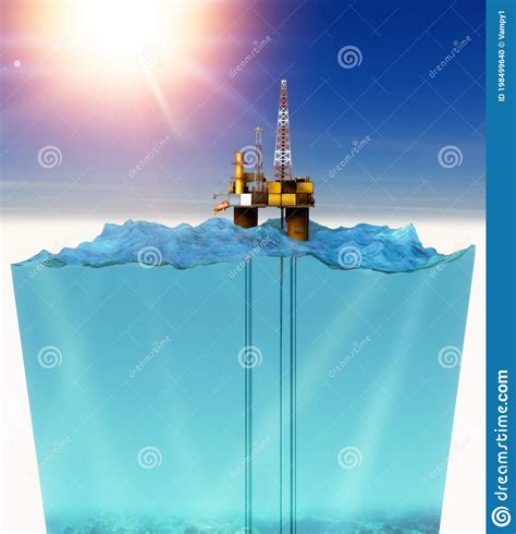 Oil Rig Oil Extraction Refining Of Crude Oil Stock Illustration