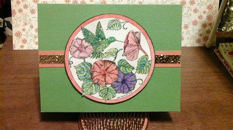 Hummingbird Card With Color Pencil And Stickles Greeting Cards