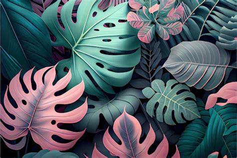 Premium Photo Monstera Leaves Wallpaper Digital Art Tropical A