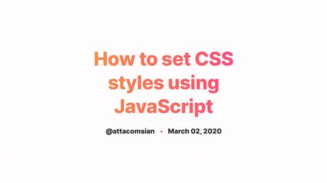 How To Set Css Styles Using Javascript