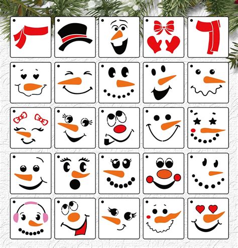 Christmas Snowman Face Stencils For Painting 3 Snowman Xmas Stencil