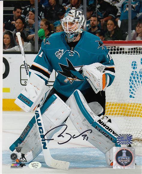 Martin Jones San Jose Sharks Autographed 8x10 Photo (Vertical, At Goal ...