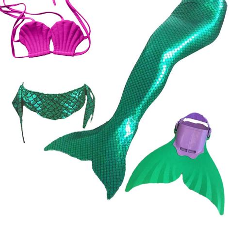 2016 4 Pieces Girls Mermaid Tails For Swimming Costume With Monofin