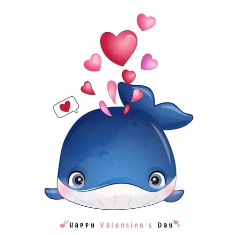 Cute Doodle Whale For Valentines Day 2064785 Vector Art At Vecteezy