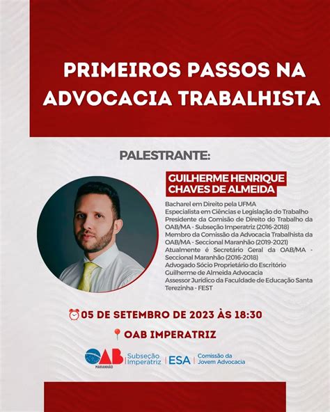 Esa Ma E Subse O Imperatriz Promovem Palestra Sobre Advocacia