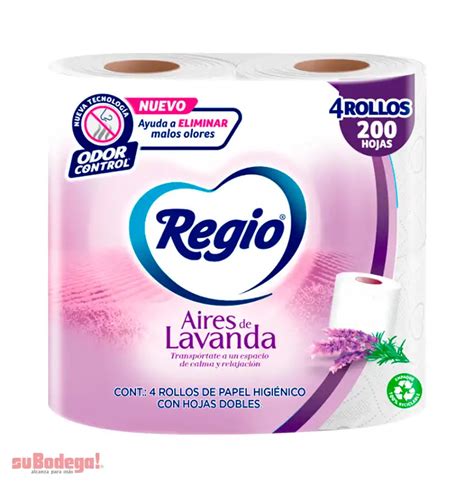 Papel Higiénico Regio Aires De Lavanda 200 Hd 4 Rollos Subodega