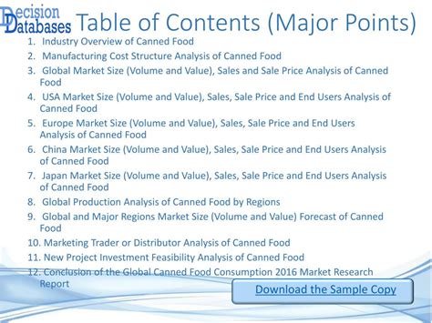 Ppt Canned Food Consumption Market Global Analysis And Forecasts