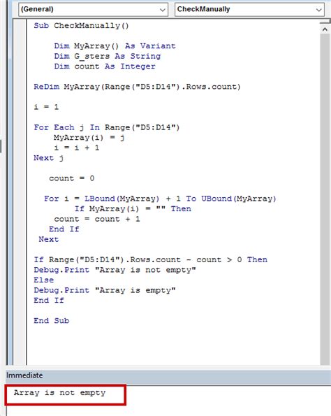 How To Check If An Array Is Empty With Vba In Excel Methods