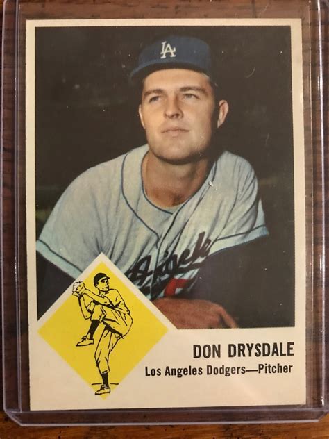 Don Drysdale 1963 Fleer Baseball Card Original Issue As Etsy